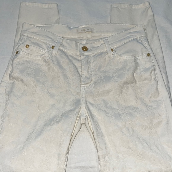 7 for All Mankind NWOT cream floral jeans - Picture 2 of 9